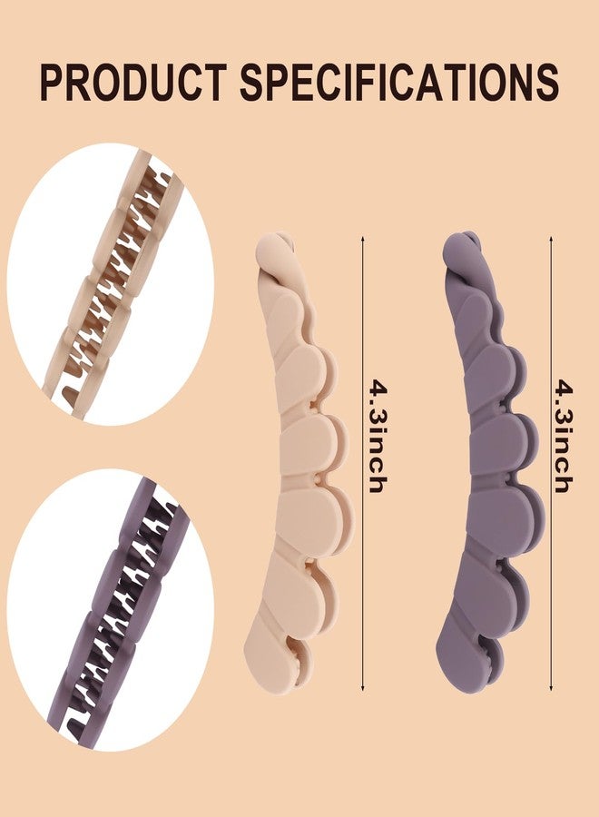 هابدو مجموعة هابدو من 4 مشابك شعر على شكل موزة للشعر الخفيف، مشبك شعر غير لامع على شكل موزة للنساء لإضفاء كثافة على تسريحات الشعر، ملحقات كبيرة وقوية لتثبيت ذيل الحصان والكعكة (شكل مموج) - Image 2